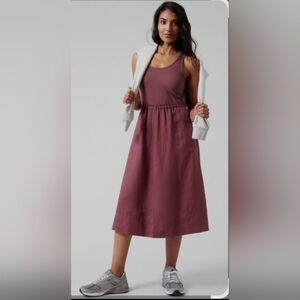 Athleta Baja Linen Midi Dress In Tawny Rose. Size M